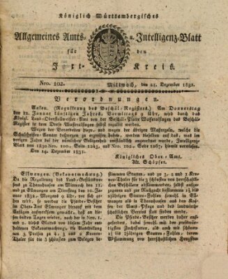 Allgemeines Amts- und Intelligenz-Blatt für den Jaxt-Kreis Mittwoch 21. Dezember 1831