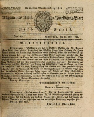 Allgemeines Amts- und Intelligenz-Blatt für den Jaxt-Kreis Samstag 19. Mai 1832