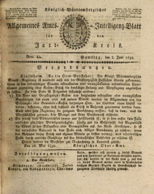 Allgemeines Amts- und Intelligenz-Blatt für den Jaxt-Kreis Samstag 2. Juni 1832