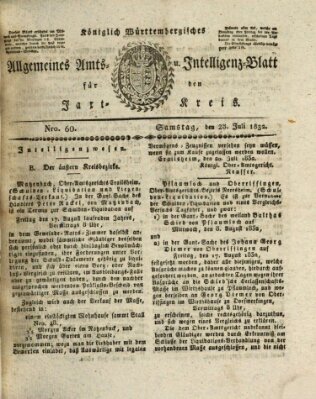 Allgemeines Amts- und Intelligenz-Blatt für den Jaxt-Kreis Samstag 28. Juli 1832