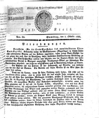 Allgemeines Amts- und Intelligenz-Blatt für den Jaxt-Kreis Samstag 5. Oktober 1833