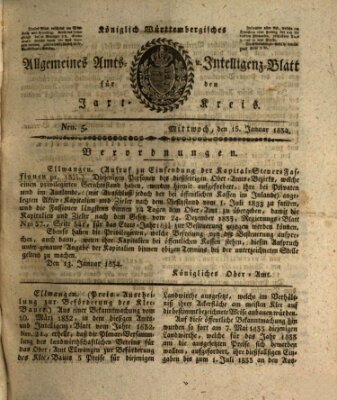 Allgemeines Amts- und Intelligenz-Blatt für den Jaxt-Kreis Mittwoch 15. Januar 1834