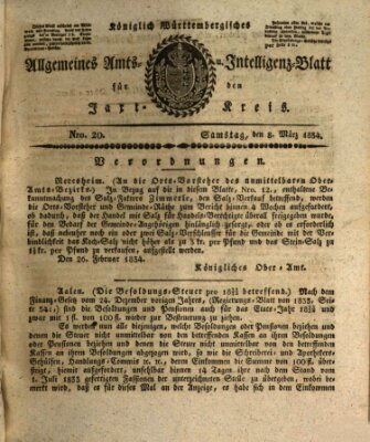 Allgemeines Amts- und Intelligenz-Blatt für den Jaxt-Kreis Samstag 8. März 1834
