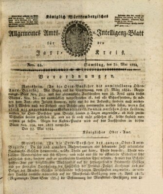 Allgemeines Amts- und Intelligenz-Blatt für den Jaxt-Kreis Samstag 31. Mai 1834