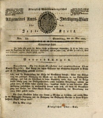 Allgemeines Amts- und Intelligenz-Blatt für den Jaxt-Kreis Samstag 16. Mai 1835