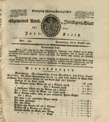 Allgemeines Amts- und Intelligenz-Blatt für den Jaxt-Kreis Samstag 8. August 1835