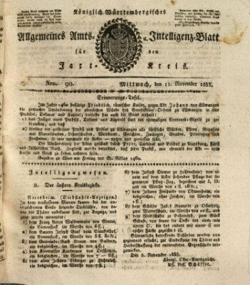 Allgemeines Amts- und Intelligenz-Blatt für den Jaxt-Kreis Mittwoch 11. November 1835