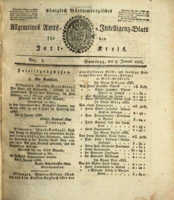 Allgemeines Amts- und Intelligenz-Blatt für den Jaxt-Kreis Samstag 9. Januar 1836