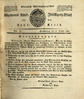 Allgemeines Amts- und Intelligenz-Blatt für den Jaxt-Kreis Samstag 30. Januar 1836