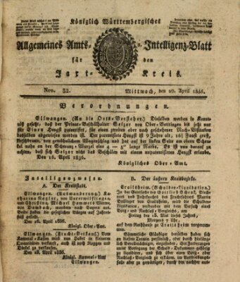 Allgemeines Amts- und Intelligenz-Blatt für den Jaxt-Kreis Mittwoch 20. April 1836