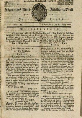 Allgemeines Amts- und Intelligenz-Blatt für den Jaxt-Kreis Samstag 10. März 1838