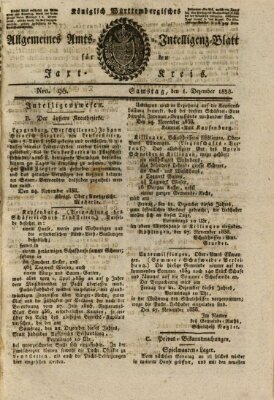 Allgemeines Amts- und Intelligenz-Blatt für den Jaxt-Kreis Samstag 1. Dezember 1838