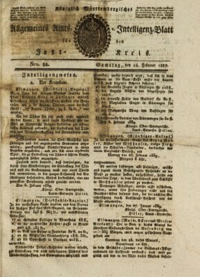 Allgemeines Amts- und Intelligenz-Blatt für den Jaxt-Kreis Samstag 16. Februar 1839