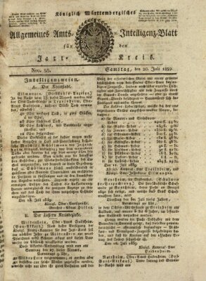 Allgemeines Amts- und Intelligenz-Blatt für den Jaxt-Kreis Samstag 20. Juli 1839
