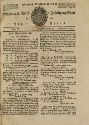 Allgemeines Amts- und Intelligenz-Blatt für den Jaxt-Kreis Mittwoch 18. September 1839