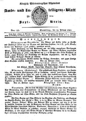 Allgemeines Amts- und Intelligenz-Blatt für den Jaxt-Kreis Samstag 29. Februar 1840
