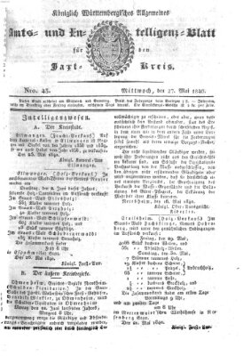 Allgemeines Amts- und Intelligenz-Blatt für den Jaxt-Kreis Mittwoch 27. Mai 1840