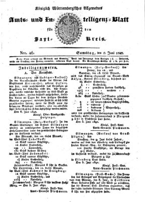 Allgemeines Amts- und Intelligenz-Blatt für den Jaxt-Kreis Samstag 6. Juni 1840