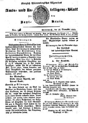 Allgemeines Amts- und Intelligenz-Blatt für den Jaxt-Kreis Mittwoch 25. November 1840