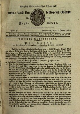 Allgemeines Amts- und Intelligenz-Blatt für den Jaxt-Kreis Mittwoch 27. Januar 1841