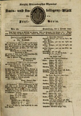 Allgemeines Amts- und Intelligenz-Blatt für den Jaxt-Kreis Samstag 6. Februar 1841