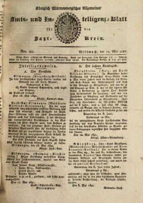 Allgemeines Amts- und Intelligenz-Blatt für den Jaxt-Kreis Mittwoch 19. Mai 1841