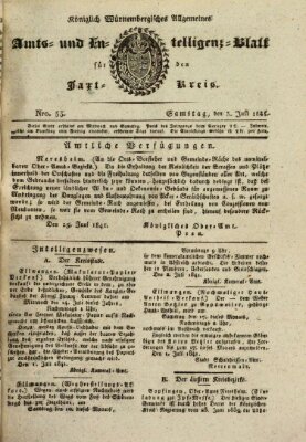 Allgemeines Amts- und Intelligenz-Blatt für den Jaxt-Kreis Samstag 3. Juli 1841
