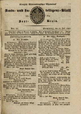Allgemeines Amts- und Intelligenz-Blatt für den Jaxt-Kreis Samstag 10. Juli 1841
