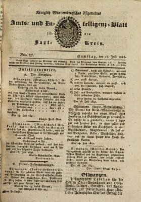 Allgemeines Amts- und Intelligenz-Blatt für den Jaxt-Kreis Samstag 17. Juli 1841