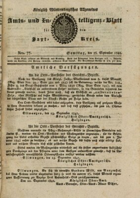 Allgemeines Amts- und Intelligenz-Blatt für den Jaxt-Kreis Samstag 25. September 1841