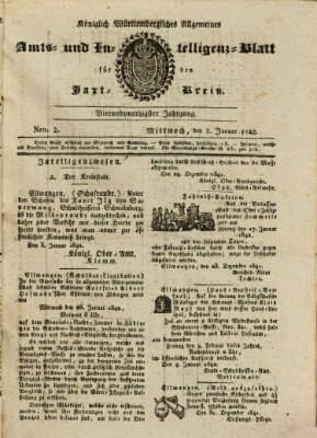 Allgemeines Amts- und Intelligenz-Blatt für den Jaxt-Kreis Mittwoch 5. Januar 1842