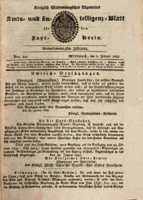 Allgemeines Amts- und Intelligenz-Blatt für den Jaxt-Kreis Mittwoch 2. Februar 1842