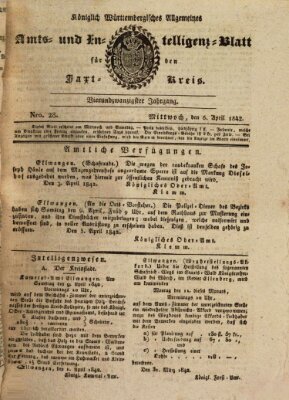Allgemeines Amts- und Intelligenz-Blatt für den Jaxt-Kreis Mittwoch 6. April 1842