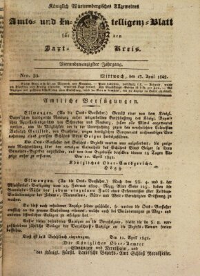 Allgemeines Amts- und Intelligenz-Blatt für den Jaxt-Kreis Mittwoch 13. April 1842
