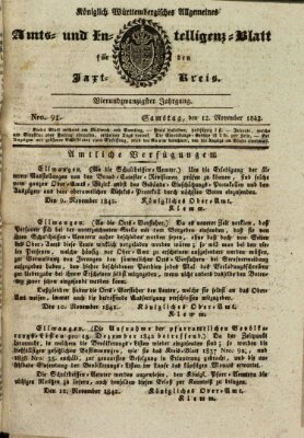 Allgemeines Amts- und Intelligenz-Blatt für den Jaxt-Kreis Samstag 12. November 1842