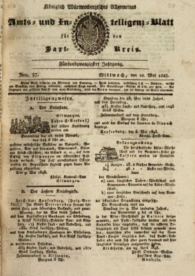 Allgemeines Amts- und Intelligenz-Blatt für den Jaxt-Kreis Mittwoch 10. Mai 1843