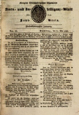 Allgemeines Amts- und Intelligenz-Blatt für den Jaxt-Kreis Mittwoch 31. Mai 1843
