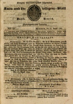 Allgemeines Amts- und Intelligenz-Blatt für den Jaxt-Kreis Mittwoch 23. August 1843