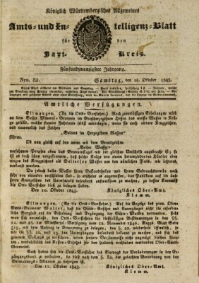 Allgemeines Amts- und Intelligenz-Blatt für den Jaxt-Kreis Samstag 14. Oktober 1843
