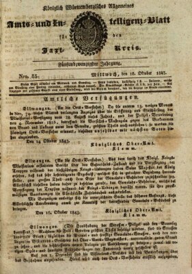 Allgemeines Amts- und Intelligenz-Blatt für den Jaxt-Kreis Mittwoch 18. Oktober 1843