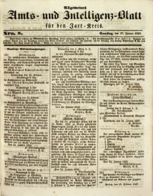 Allgemeines Amts- und Intelligenz-Blatt für den Jaxt-Kreis Samstag 27. Januar 1849