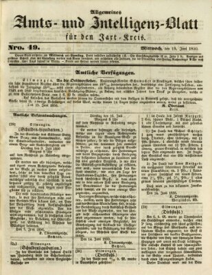 Allgemeines Amts- und Intelligenz-Blatt für den Jaxt-Kreis Mittwoch 19. Juni 1850