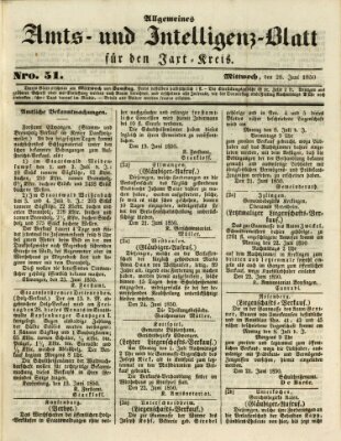 Allgemeines Amts- und Intelligenz-Blatt für den Jaxt-Kreis Mittwoch 26. Juni 1850