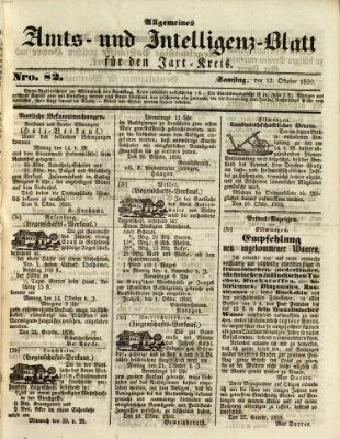 Allgemeines Amts- und Intelligenz-Blatt für den Jaxt-Kreis Samstag 12. Oktober 1850