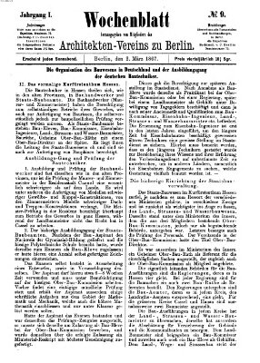 Wochenblatt (Deutsche Bauzeitung 〈Berlin〉) Samstag 2. März 1867