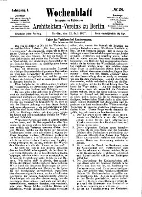Wochenblatt (Deutsche Bauzeitung 〈Berlin〉) Freitag 12. Juli 1867