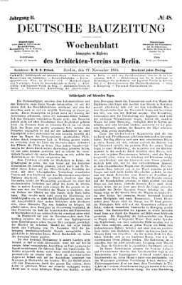 Deutsche Bauzeitung 〈Berlin〉 Freitag 27. November 1868