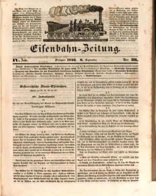 Eisenbahn-Zeitung Sonntag 6. September 1846