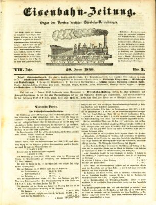 Eisenbahn-Zeitung Montag 29. Januar 1849