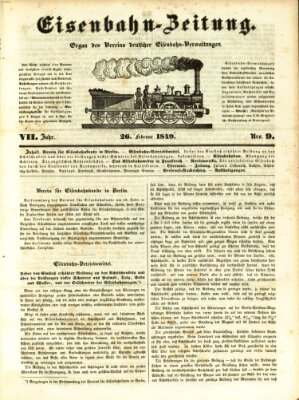 Eisenbahn-Zeitung Montag 26. Februar 1849